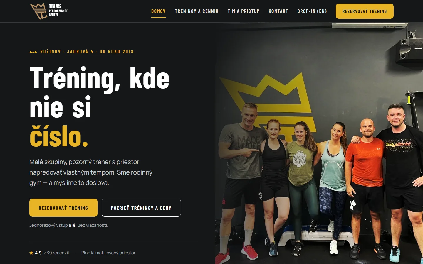 TRIAS Performance Center, Bratislava-Ružinov: webstránka pre fitness centrum